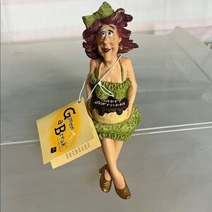 Minerva  Green and Brown Figurine with Tag